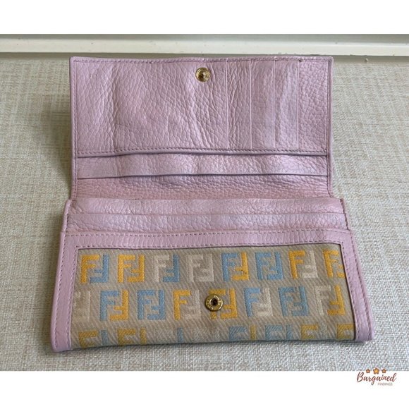 Authentic Fendi Multicolor Canvas Leather Zucchino Long Bifold Wallet - 8M0179 - Picture 7 of 16